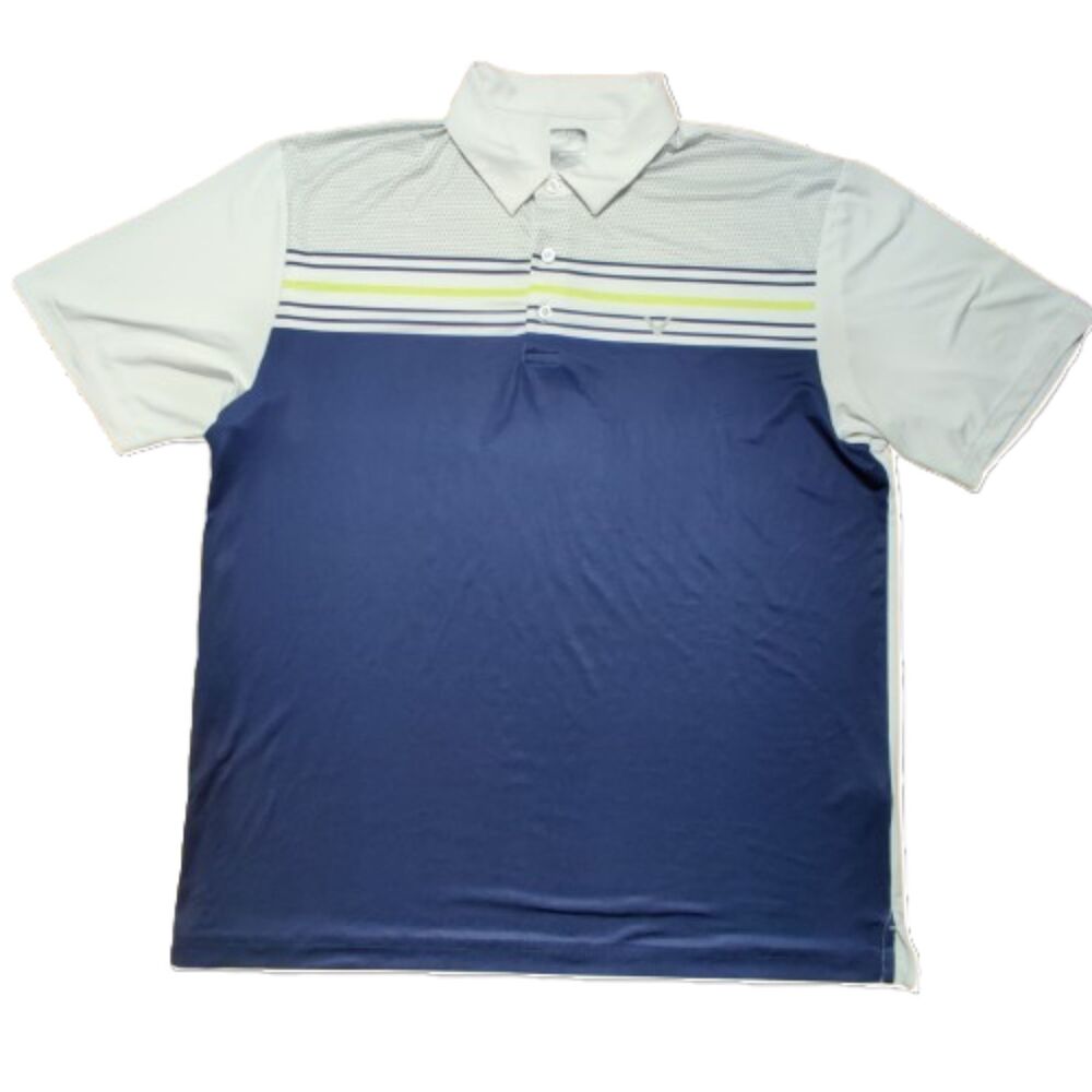 Callaway Opti-Dri Golf Polo Shirt Mens XL Blue White Striped Performance